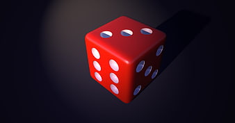 3D Red Dice on Dark Background