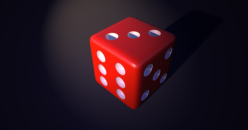 3D Red Dice on Dark Background