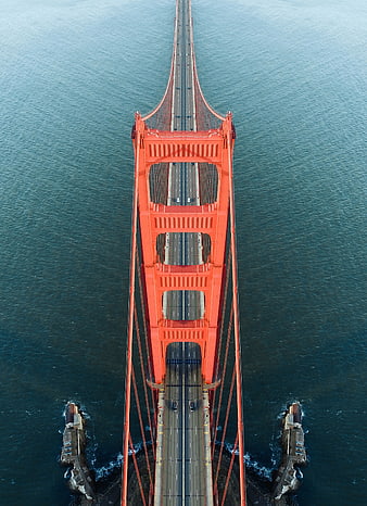 Aerial Top-Down View of Golden Gate Bridge Tower