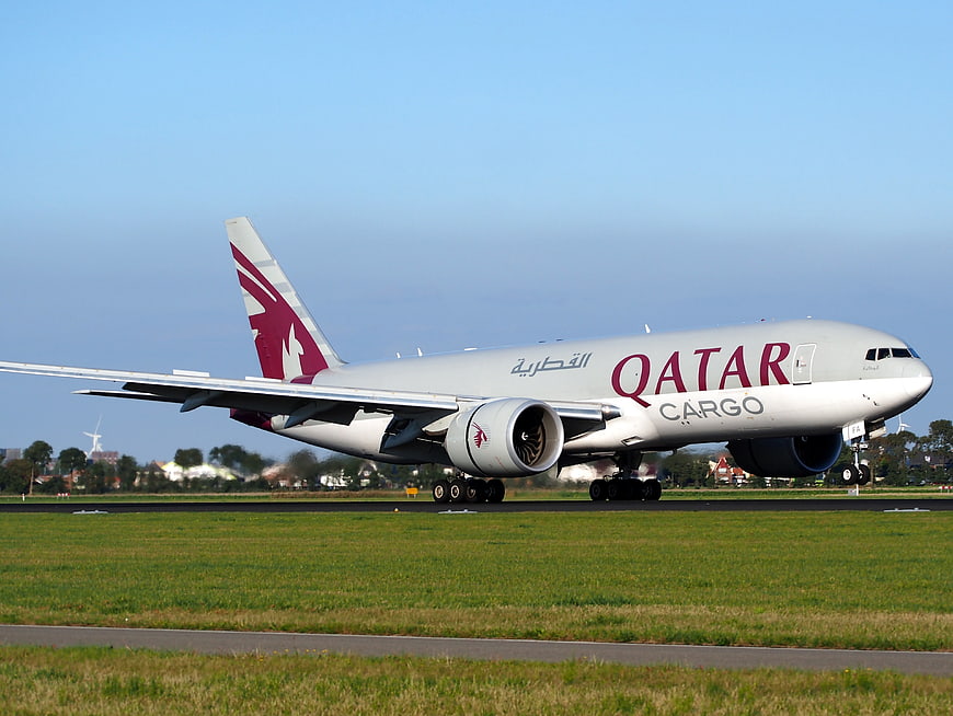 Qatar Cargo Boeing 777 Aircraft On Runway
