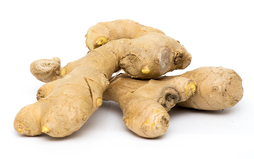 Fresh Ginger Root on White Background