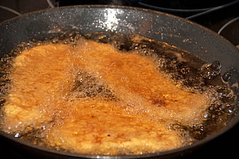 Breaded Pork Cutlet Frying In Hot Oil In A Pan