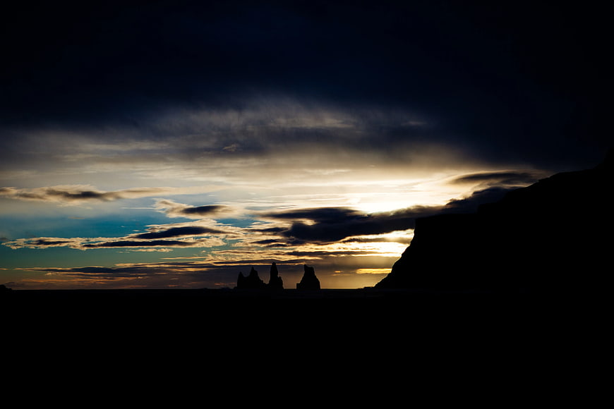 Dramatic Silhouette of Rock Formations at Sunset