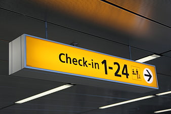 Yellow Airport Check-in 1-24 Directional Sign