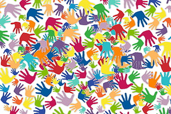 Colorful Hand Prints Pattern Background