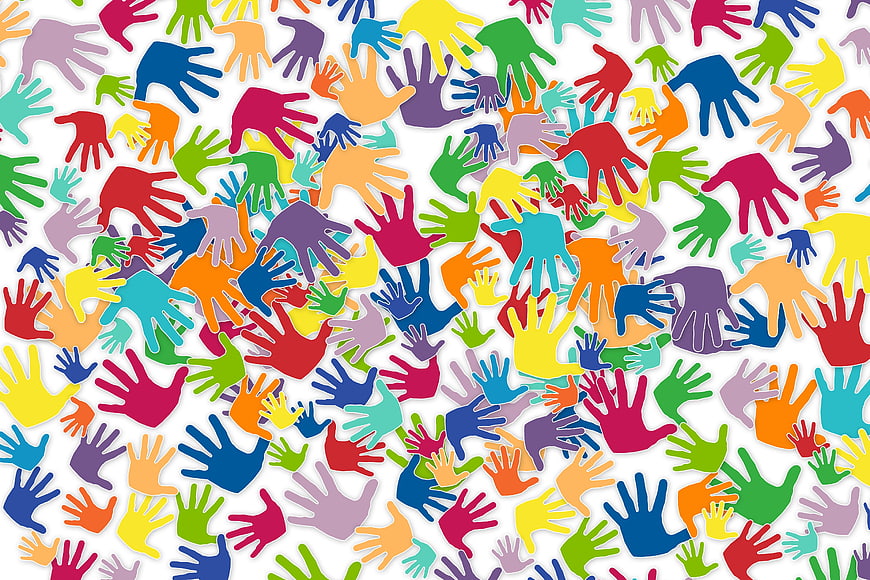 Colorful Hand Prints Pattern Background