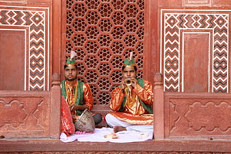 Traditional Indian Musicians Performing at Agra Fort