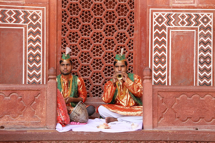 Traditional Indian Musicians Performing at Agra Fort