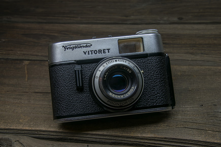Vintage Voigtländer Vitoret Camera on Wooden Surface