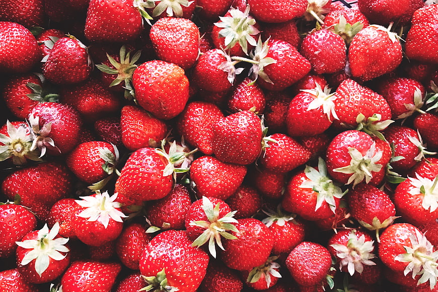 Fresh Red Strawberries Close-Up Background