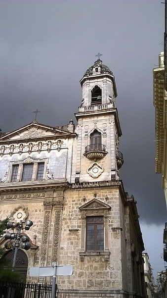 Historic Havana Church Tower Under Stormy Sky
