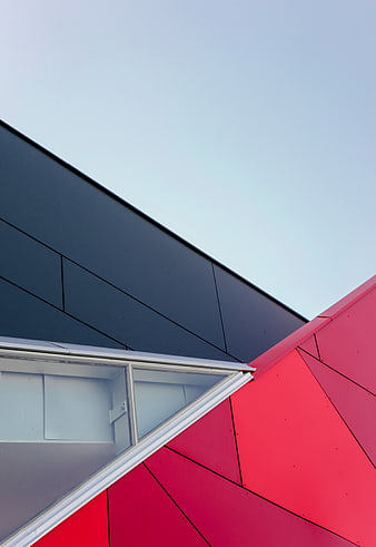 Modern Red and Black Geometric Architecture Detail