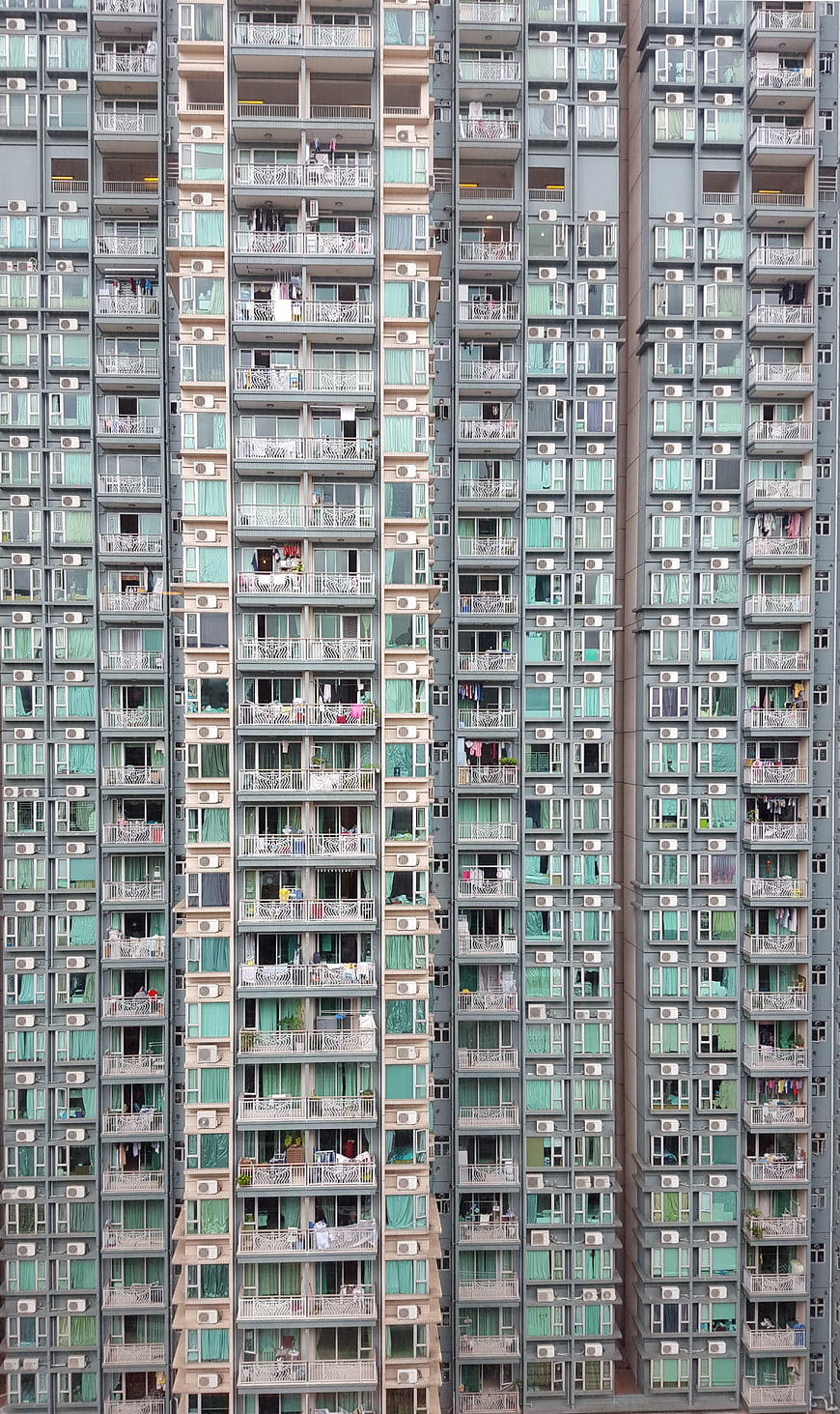 Dense Hong Kong High-Rise Apartment Building Facade