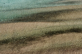 Aerial view of turquoise water and sandy beach texture