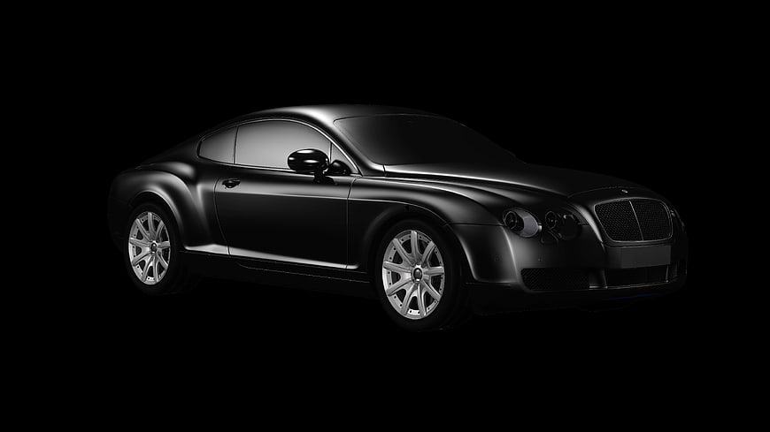 Matte Black Luxury Coupe on Black Background