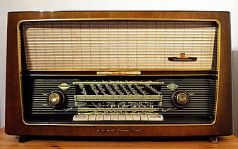 Vintage wooden tube radio with classic design