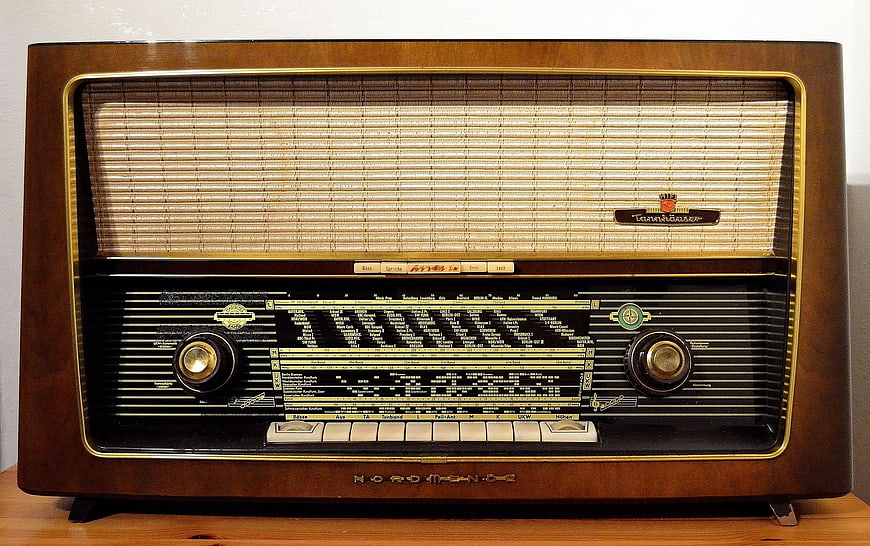 Vintage wooden tube radio with classic design