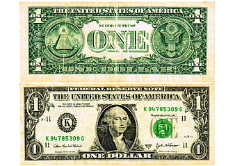 Front and Back of One US Dollar Bill