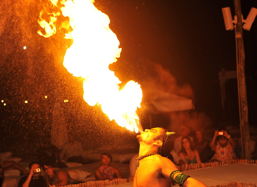 Fire Breather Performer at Night Show