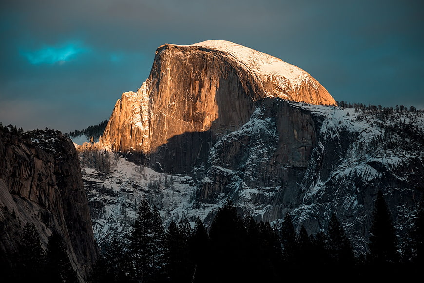 Half Dome Yosemite National Park Snowy Winter Sunset