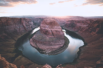 Aerial View of Horseshoe Bend at Sunset
