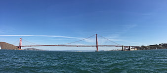 Golden Gate Bridge panoramic view from the water