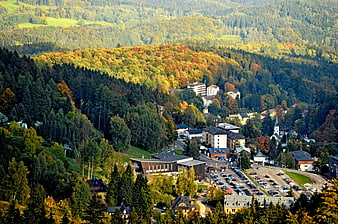 Aerial View of Janské Lázně in Autumn