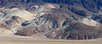 Colorful eroded hills in a dry desert landscape