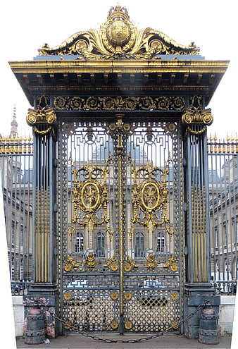 Ornate Gold and Blue Palace Gate in Paris