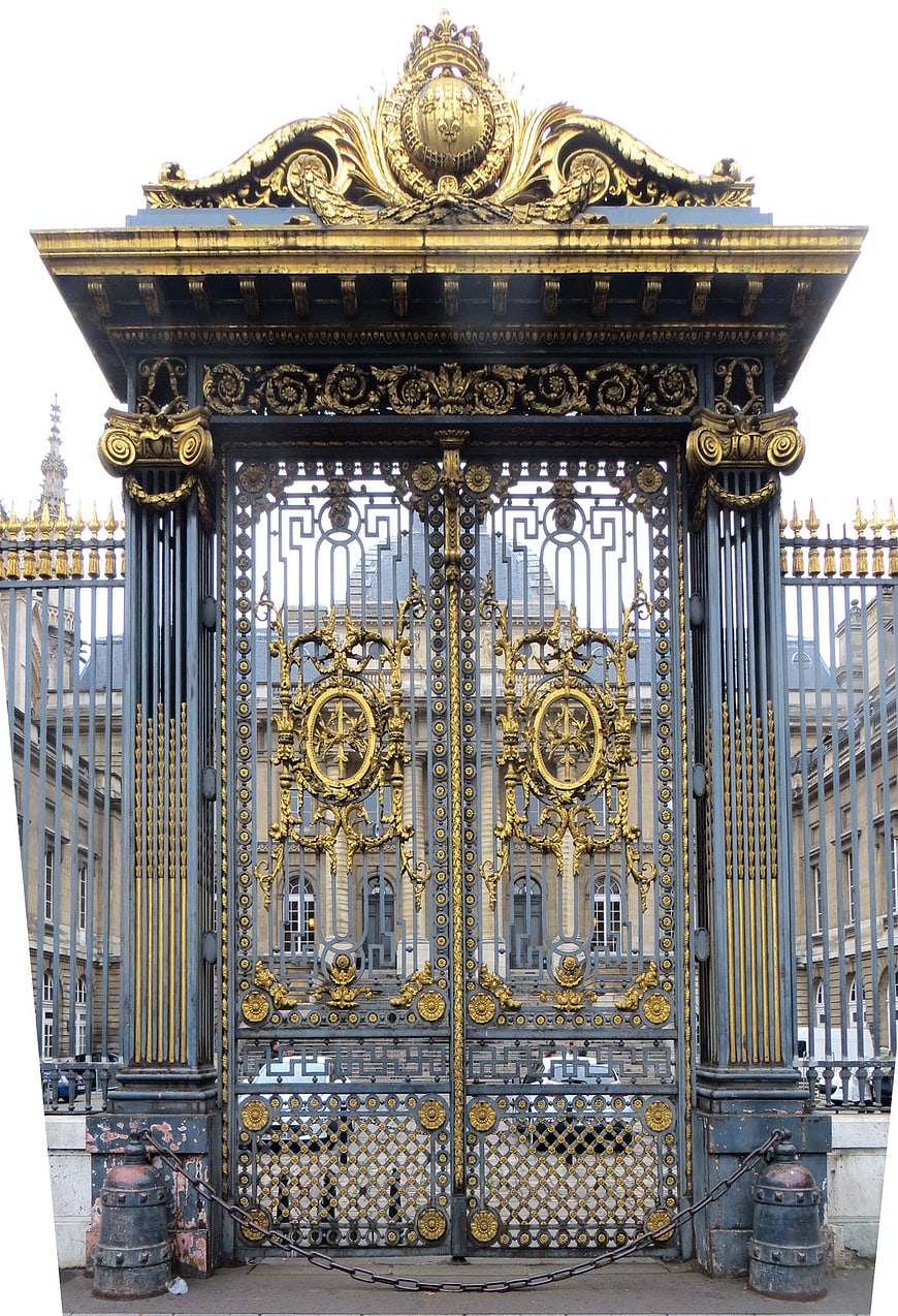 Ornate Gold and Blue Palace Gate in Paris