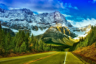Scenic Mountain Road in Banff National Park, Canada