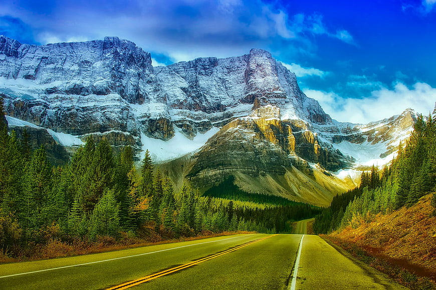 Scenic Mountain Road in Banff National Park, Canada