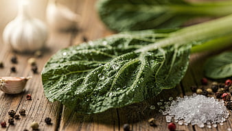 Fresh Green Leaf with Garlic and Spices