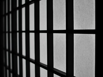 Abstract Black and White Grid Shadows on Wall