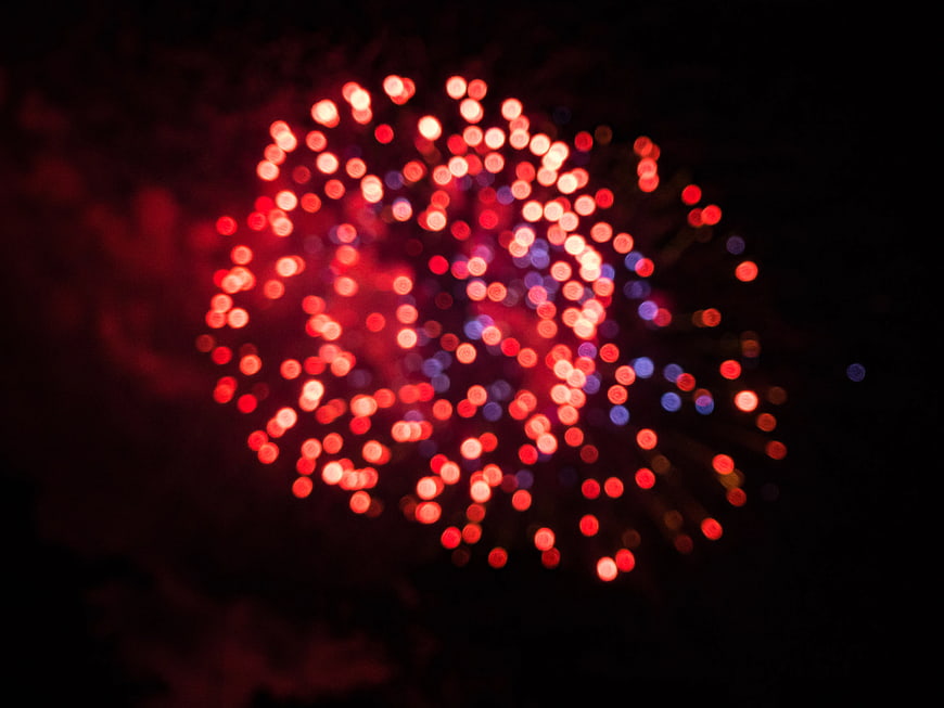 Abstract Blurred Red and Blue Fireworks Bokeh
