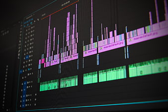 Close-up of video editing software timeline on computer screen