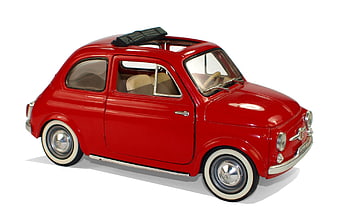 Red Fiat 600 Model Car on White Background