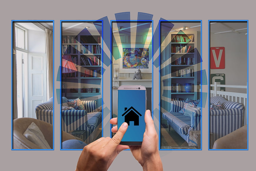 Smart Home Concept With Smartphone And Interior Views