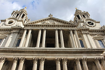 Low angle view of Les Invalides classical architecture facade