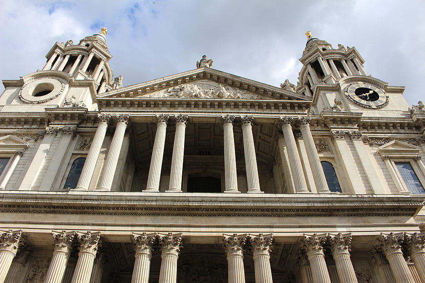 Low angle view of Les Invalides classical architecture facade