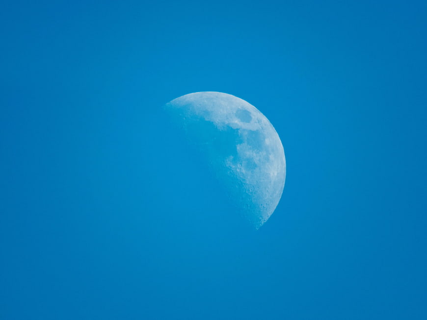 Crescent Moon in Clear Blue Sky