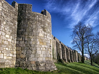 Historic York City Walls Stone Architecture England