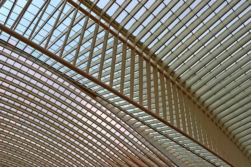 Modern Glass and Steel Ceiling Architecture