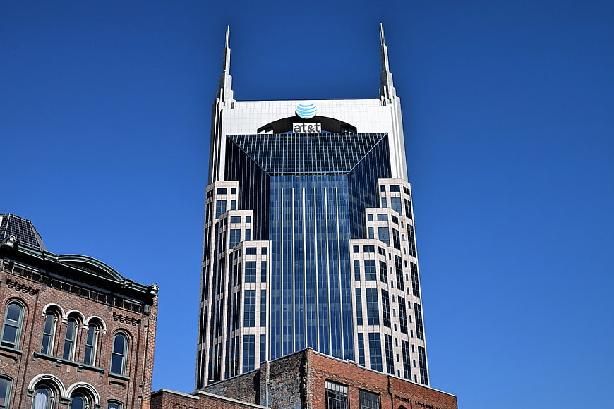 AT&T Building Nashville Architecture Against Blue Sky