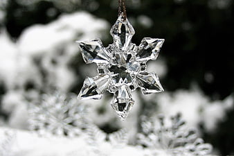 Crystal Snowflake Ornament Hanging on Christmas Tree