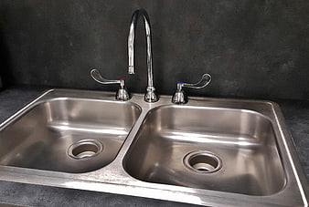 Stainless Steel Double Bowl Kitchen Sink with Chrome Faucet