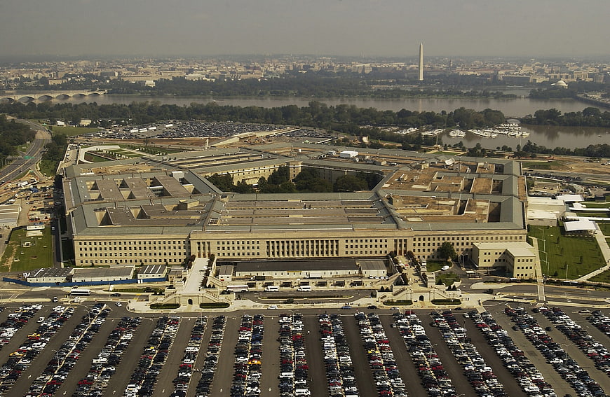 Aerial view of the Pentagon building in Washington DC