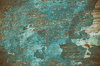 Distressed Turquoise Paint Texture on Weathered Wood