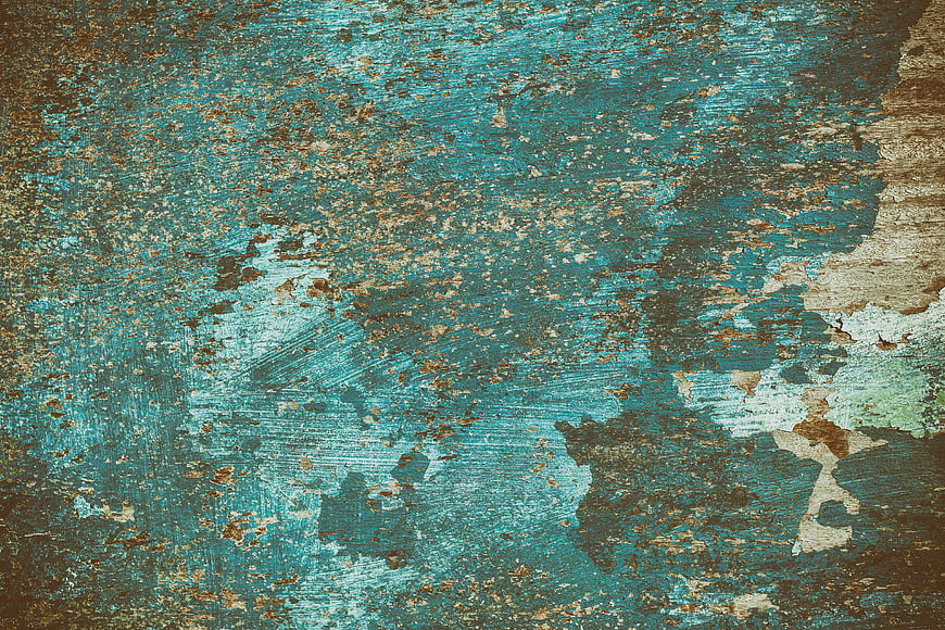 Distressed Turquoise Paint Texture on Weathered Wood