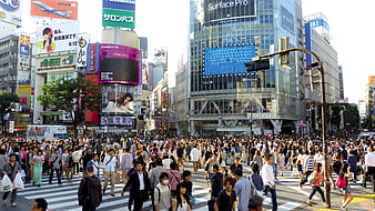 Crowded Shibuya Crossing in Tokyo, Japan